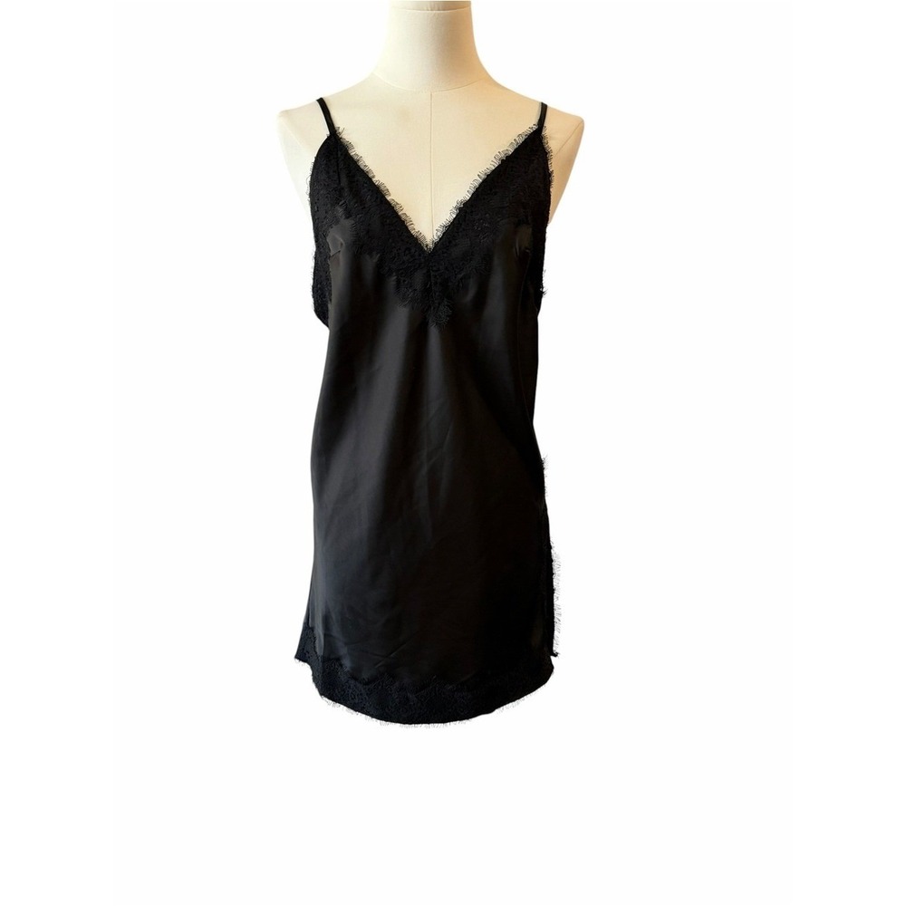 Rumours Lace Trim Satin Slip Dress Black Medium Lingerie Nightwear Loungewear - Picture 3 of 16